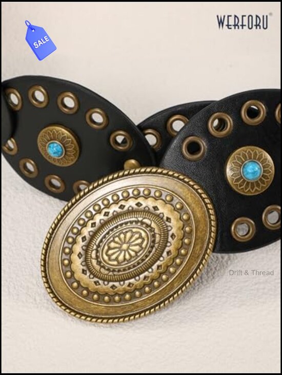 Western Disc Belt with Turquoise Accents - Cowgirl Country Concert Accessory main image 4
